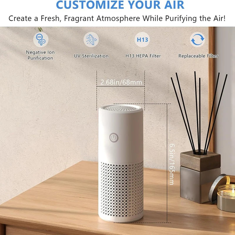 HEPA Mini Air Purifier - Quiet, Portable for Home & Car