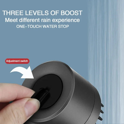 Black Rainfall Shower Head - High Pressure, 3 Modes