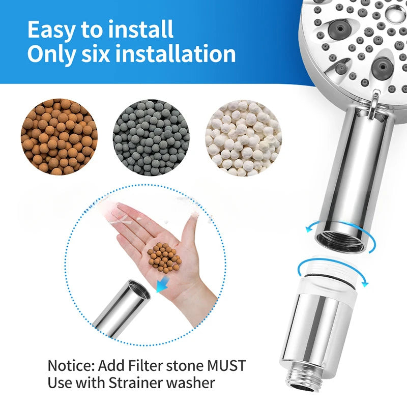 Handheld Shower Head 10-Function Filter Booster